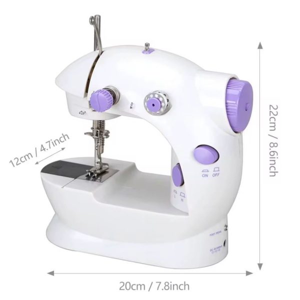 Mini machine à coudre électrique portable, pour rideaux, cuir, bricolage - blanc