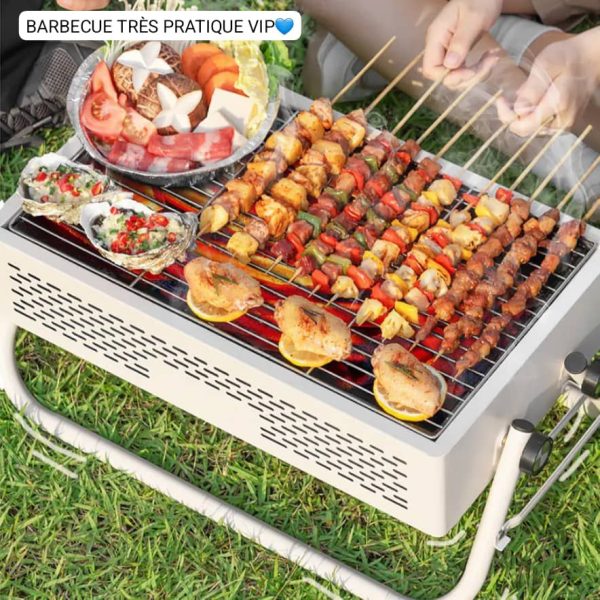 Mini barbecue de table, barbecue de camping, pique-nique pliable blanc pour extérieur, terrasse – Image 2