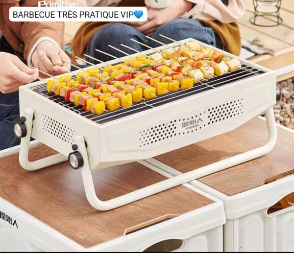 Mini barbecue de table, barbecue de camping, pique-nique pliable blanc pour extérieur, terrasse