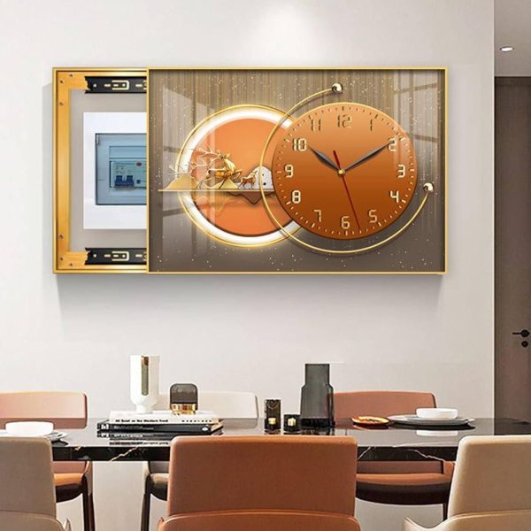 Tableau murale en 3D avec horloge décorative intégrée