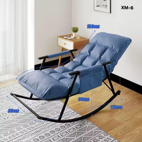 Fauteuil à bascule avec dossier, repose-pieds, poches latérales pour salon, chambre à coucher